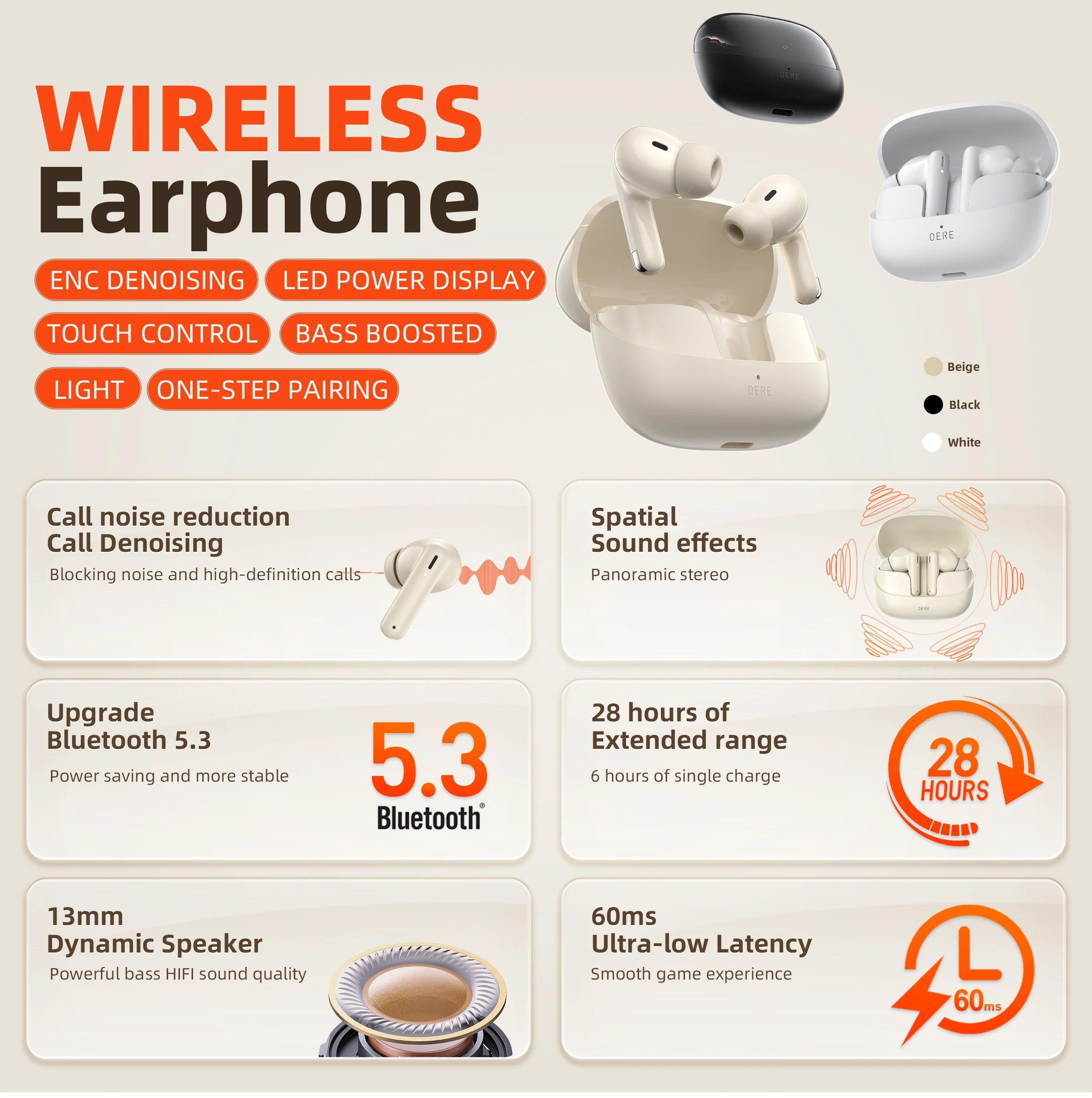 Wireless Headphones Microphone,HIFI Earphones