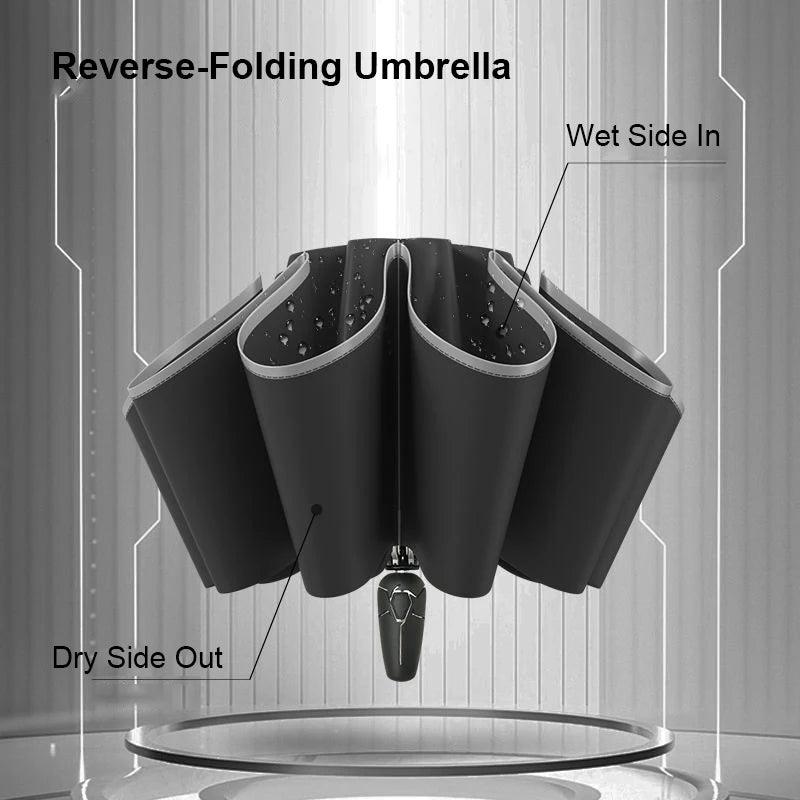 Auto Open Reverse Folding Umbrella Windproof