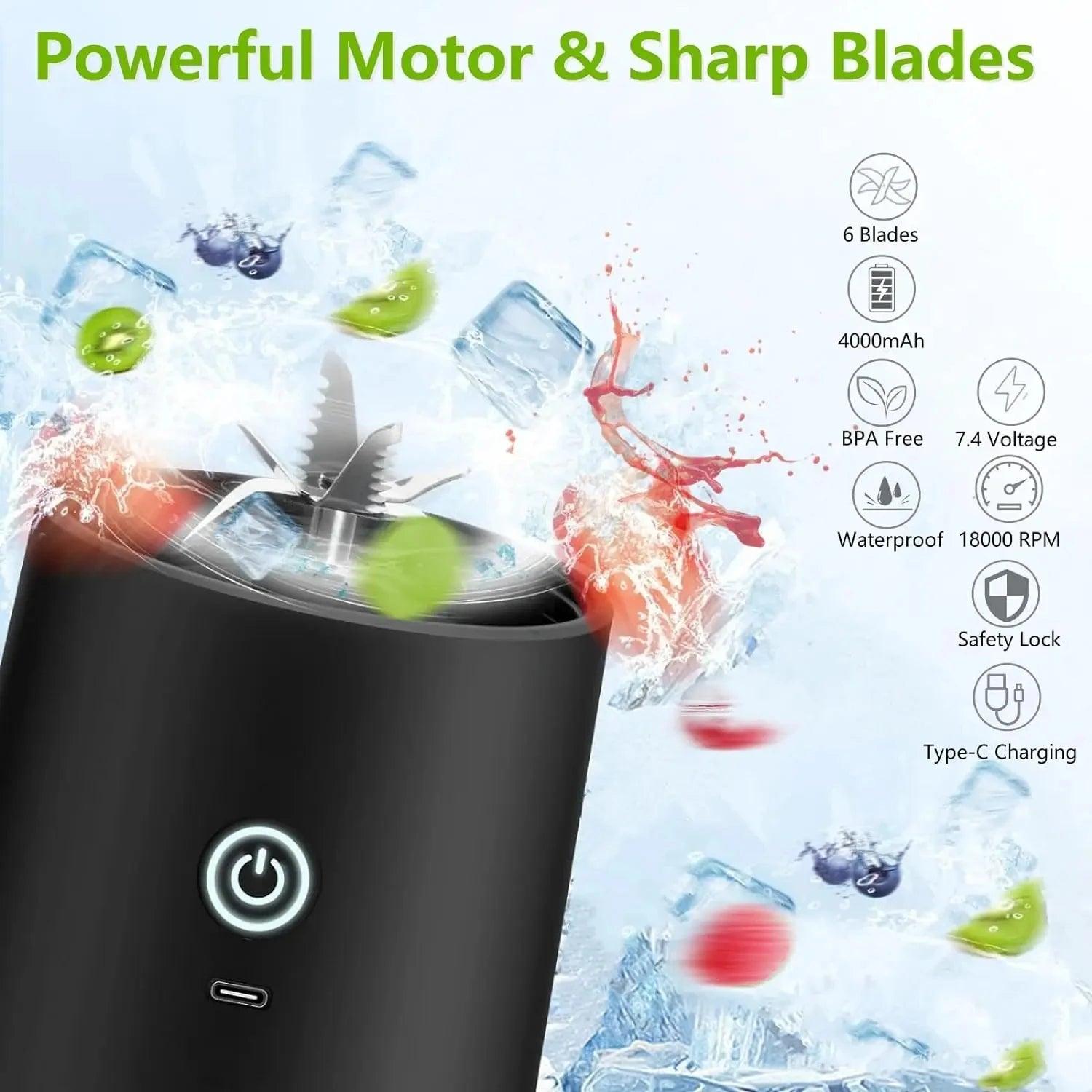 4000mAh Portable Juicer Cup 600ML Large Capacity