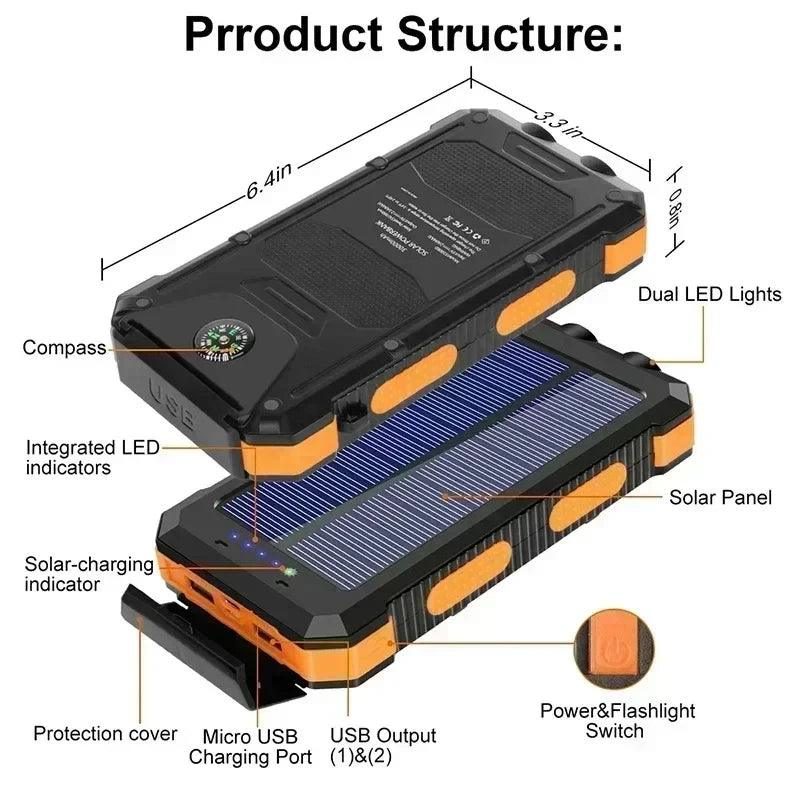 Lenovo 200000mAh Solar Power Bank Outdoor Camping