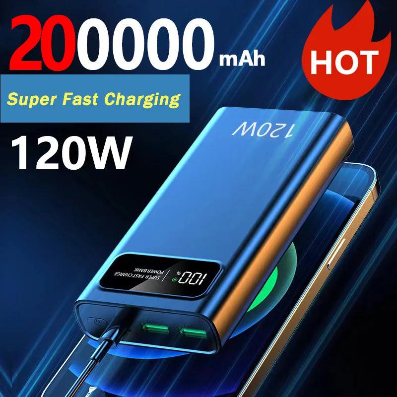 200000mAh 120W Power Bank Super Fast Charging Ultra-High Capacity