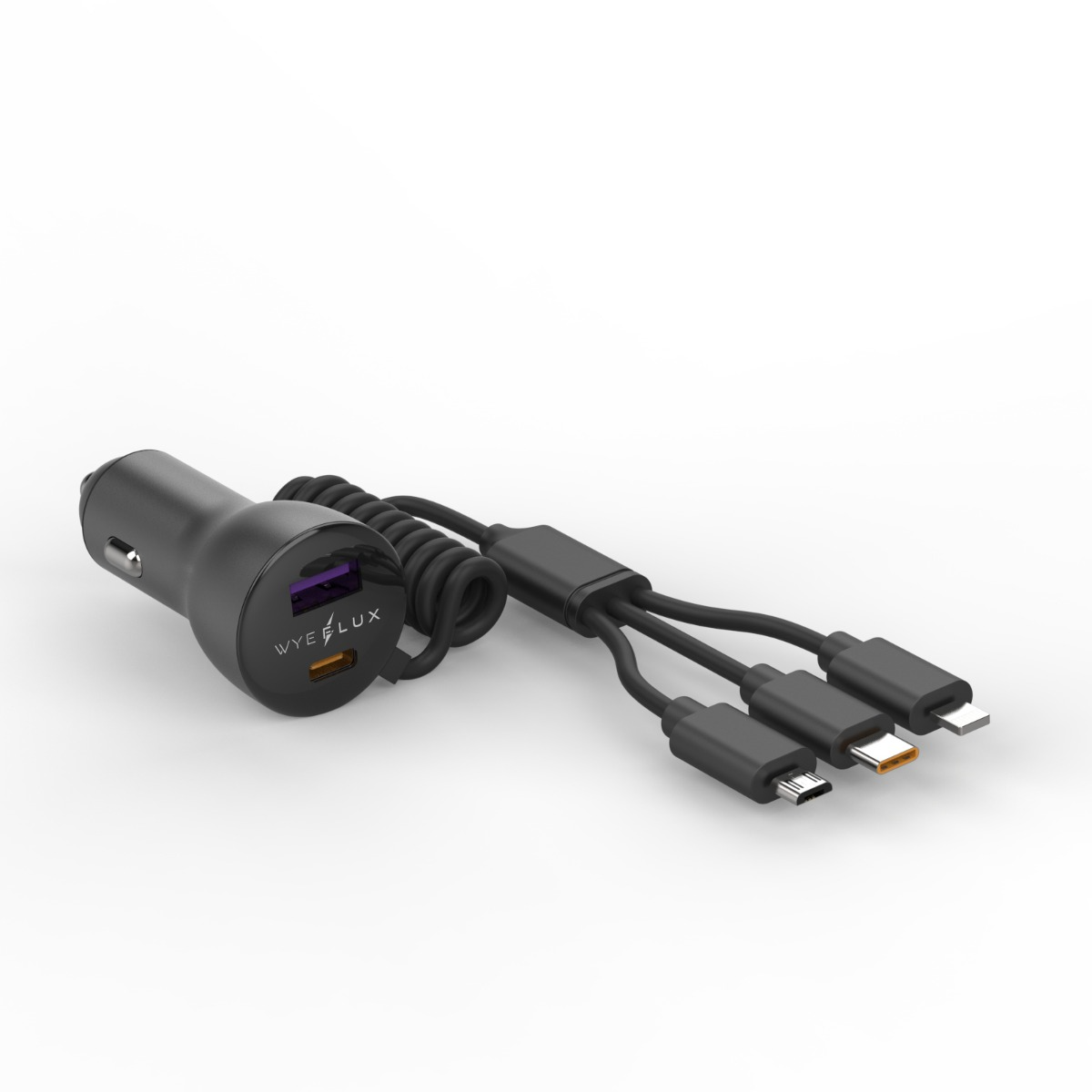 WYEFLUX 48W 3-in-1 Cables With Dual Ports In-Car Charger