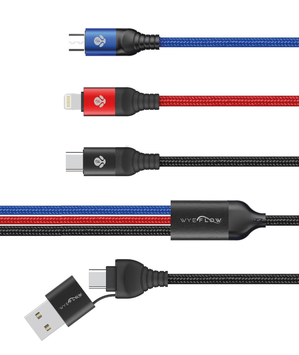 WYEFLOW 6-IN-1 Braided Durable Charging Cable 1.2m