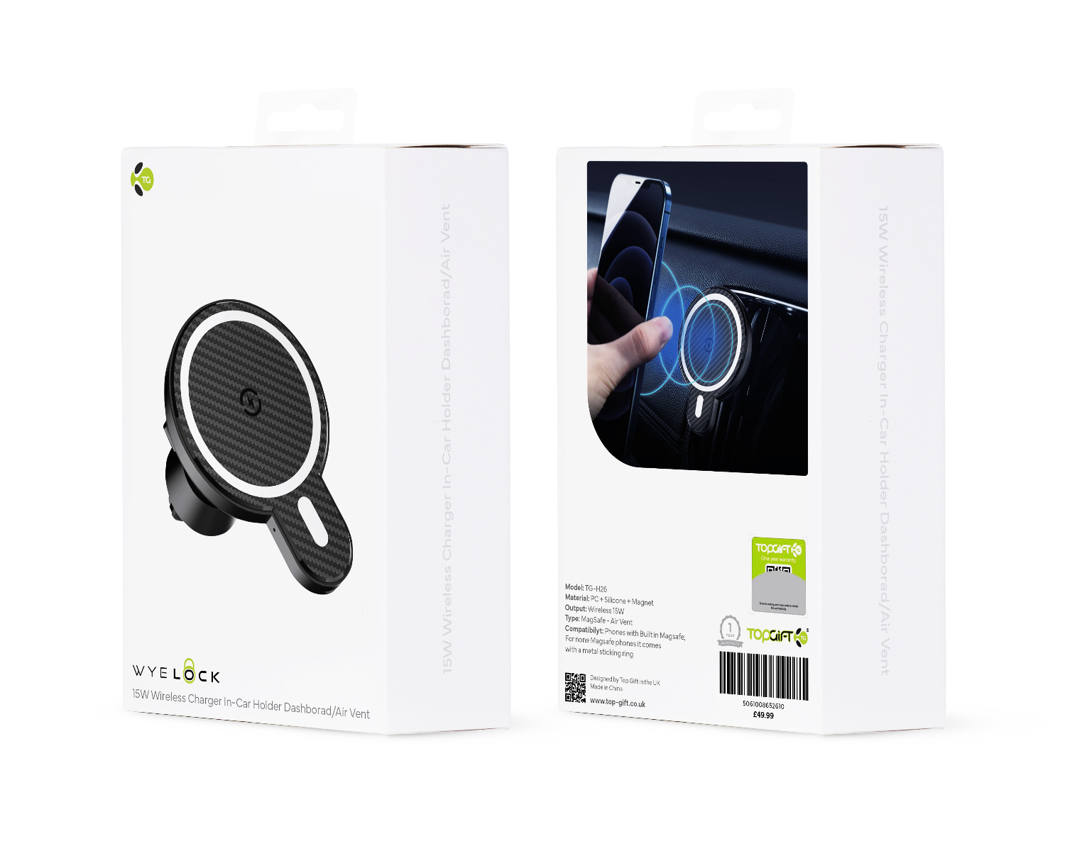 WYELOCK 15W Wireless Charger In-Car Holder Dashboard/Air Vent