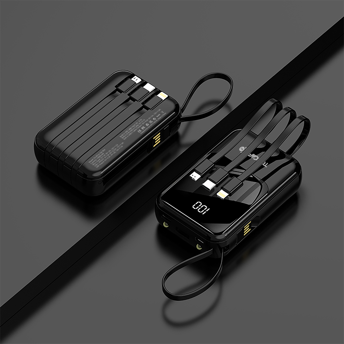 WYEFLUX PD 22.5W Power Bank 10000mAh With 4 Built-In Cables